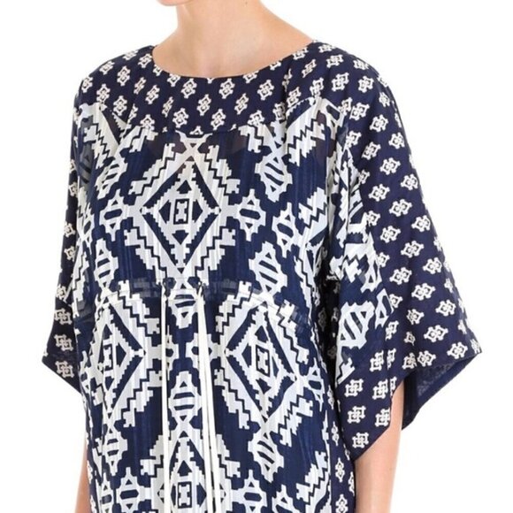NEW Tory Burch Beatrice Dress Tapestry Geo  Cover Up Caftan Dress Fringe Size 4 - Picture 4 of 16